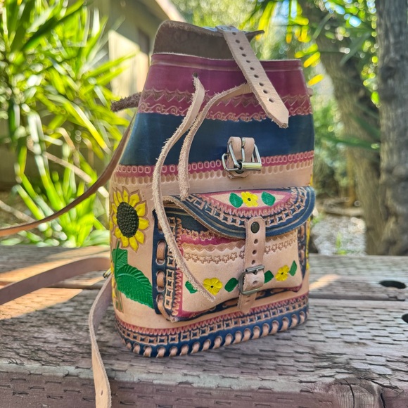 Leather Embossed and Hand-painted Artisan Backpack main image 15
